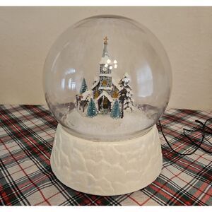 HSN 12" Tall Electrical Animated Musical Snow Globe with Church Inside